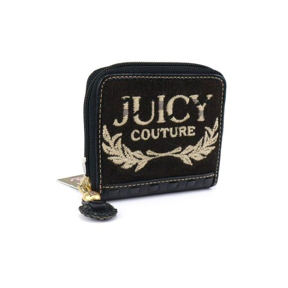 Juicy Couture Terry JUICY Crest Small Zip Around Wallet Black - Picture 1 of 9